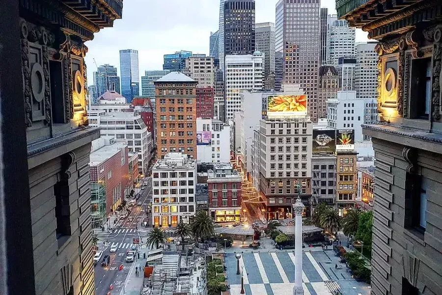 A vista do Westin St. Francis com vista para a Union Square